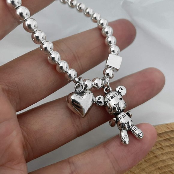 925 Sterling Silver Teddy Bear Bracelet- NEW - Picture 4 of 4